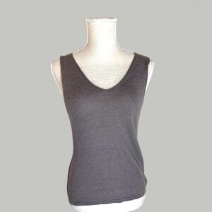 Eileen fisher size small brown gray vneck Italian yarn linen blend‎ vest